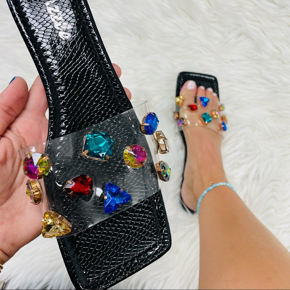 Black clear gem sandal - Picture 4 of 7